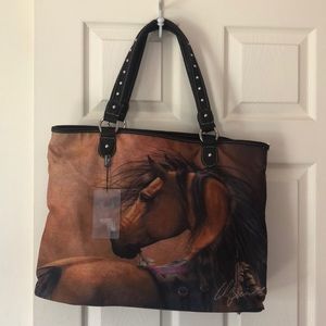Montana West Tote Weekend Canvas Horse Painting
